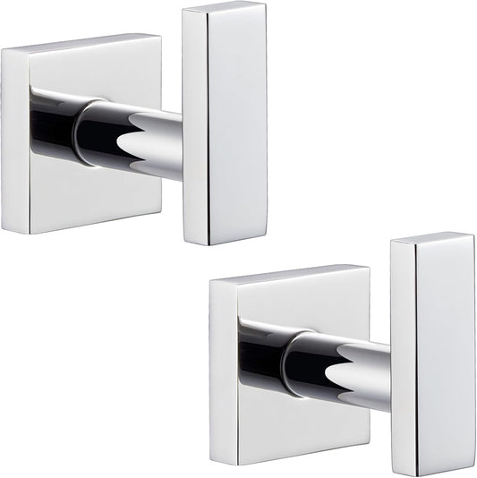 Angle Simple Towel Hooks for Bathroom, Polished Chrome, 2 Pack