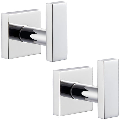 Angle Simple Towel Hooks for Bathroom, Polished Chrome, 2 Pack