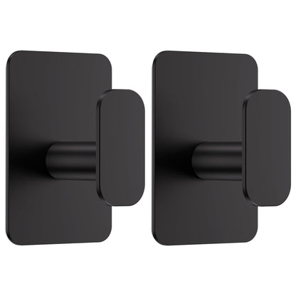 Large Heavy Duty Adhesive Wall Hooks - 26lb Max, Stainless Steel Waterproof Towel Hooks for Hanging Towel, Coat, Robe, Sticky Hooks for Use in Bathroom, Shower, Kitchen, Door(Black, 4 Pack)