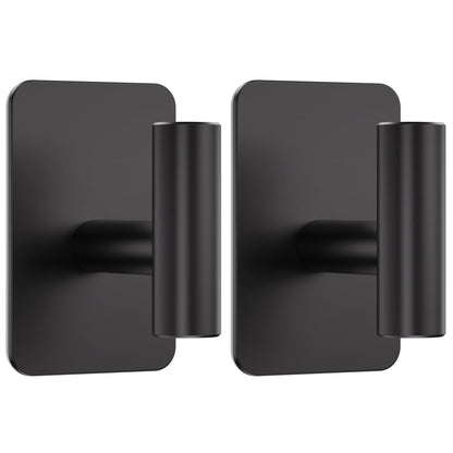 Large Heavy Duty Adhesive Wall Hooks - 26lb Max, Stainless Steel Waterproof Towel Hooks for Hanging Towel, Coat, Robe, Sticky Hooks for Use in Bathroom, Shower, Kitchen, Door(Black, 4 Pack)