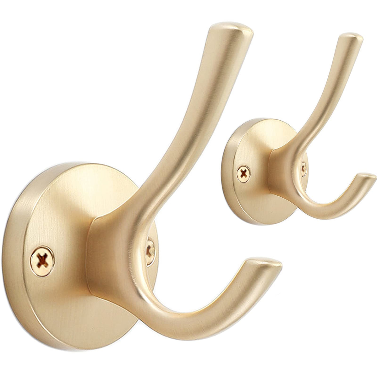 TOFIIGREM Black Towel Hooks, 2 Pack Coat Robe Hook Heavy Duty Metal Double Bathrobe Hook Wall Mounted, Hand Towels Hooks for Cubicle Bathroom Kitchen Closet Garage