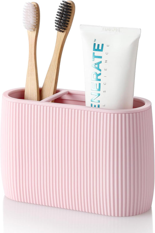 YAUKPH Toothbrush and Toothpaste Holder Pink Striped