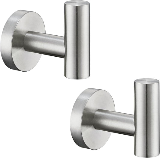APLusee Brushed Nickel Bathroom Towel Hooks, 2 Pack, 304 Stainless Steel