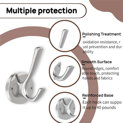 2 Pack Brushed Nickel Heavy Duty Towel Hooks for Bathrooms
