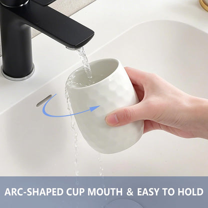 Ceramic Honeycomb Toothbrush Holders for Bathrooms - White Toothbrush Holders, Reusable Toothbrush Cups, Bathroom Tumbler Cups, Mouthwash Cups, Bathroom Counter Organizer