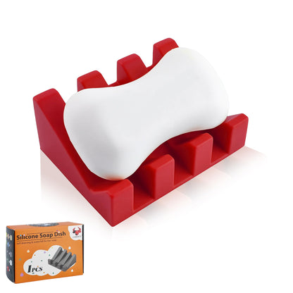 Self Draining Soap Dish Holder,Silicone Soap Dish,for Bathroom,Kitchen, Sponges，Can Extend Soap Life，Keep Soap Bars Dry and Easy Cleaning (White,2-Pack)