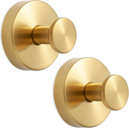 YANGQIHOME Suction Cup Hooks for Shower, No Drill Towel Hooks for Bathrooms, Removable Hooks for Glass, Mirror & Tile, Stainless Steel Shower Hooks for Inside Shower, 2 Pack, Gold