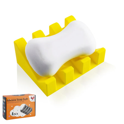 Self Draining Soap Dish Holder,Silicone Soap Dish,for Bathroom,Kitchen, Sponges，Can Extend Soap Life，Keep Soap Bars Dry and Easy Cleaning (White,2-Pack)
