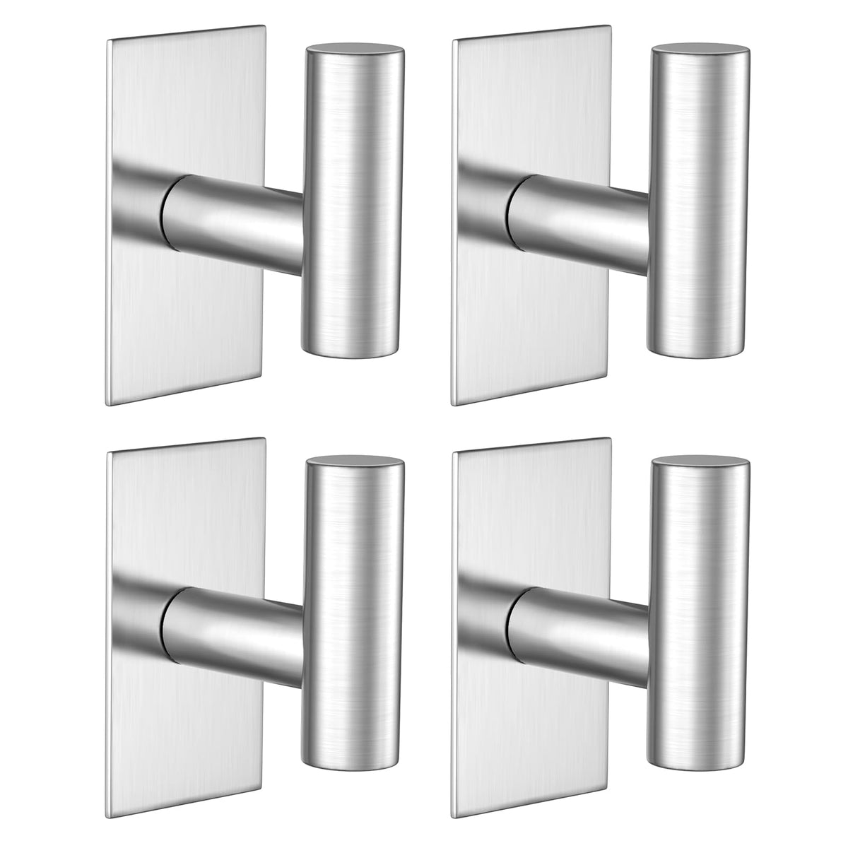 VAEHOLD Wall Towel Hooks, Heavy Duty Sticky Holder Waterproof Towel Hooks for Hanging Coat, Clothes, Closet Hook Wall Mount for Kitchen (Chrome, 2 Pack)