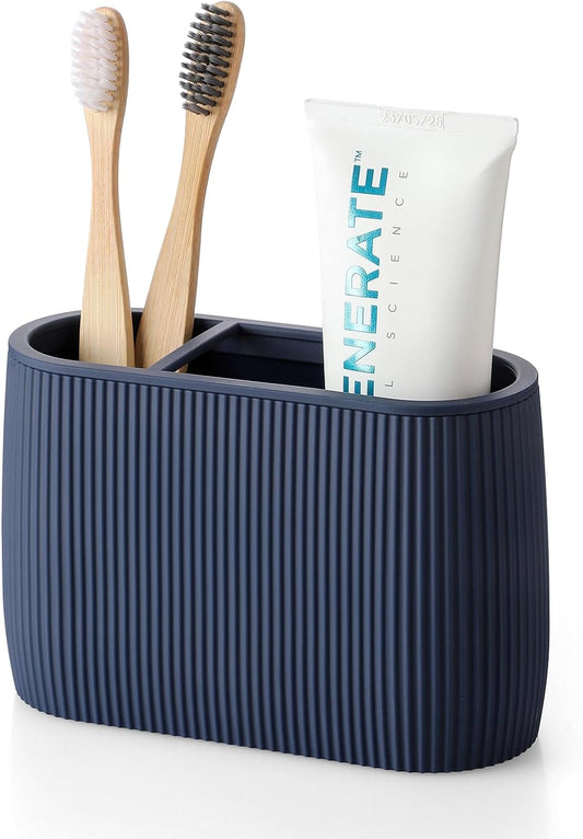 YAUKPH Toothbrush and Toothpaste Holder Blue Striped
