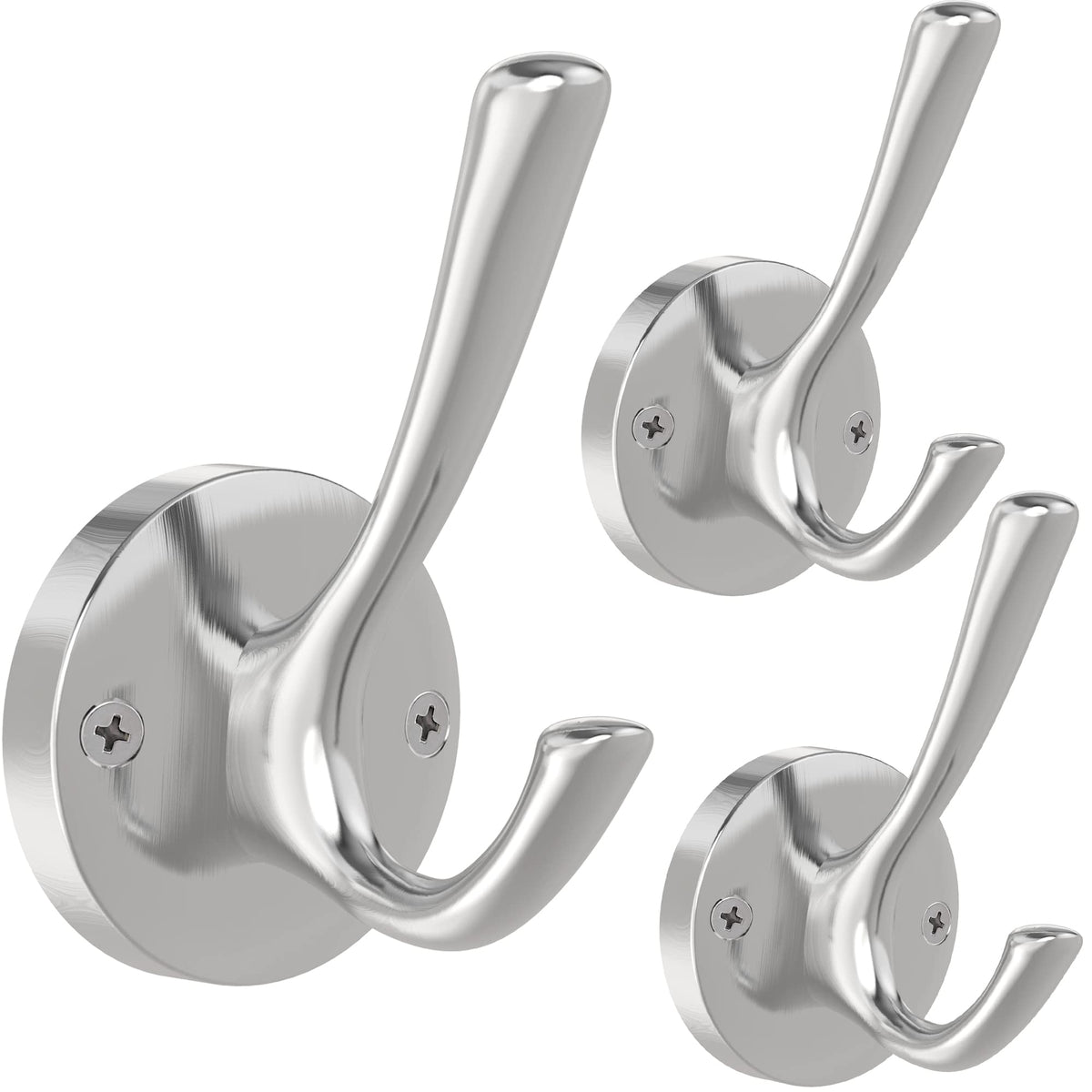 TOFIIGREM Black Towel Hooks, 2 Pack Coat Robe Hook Heavy Duty Metal Double Bathrobe Hook Wall Mounted, Hand Towels Hooks for Cubicle Bathroom Kitchen Closet Garage