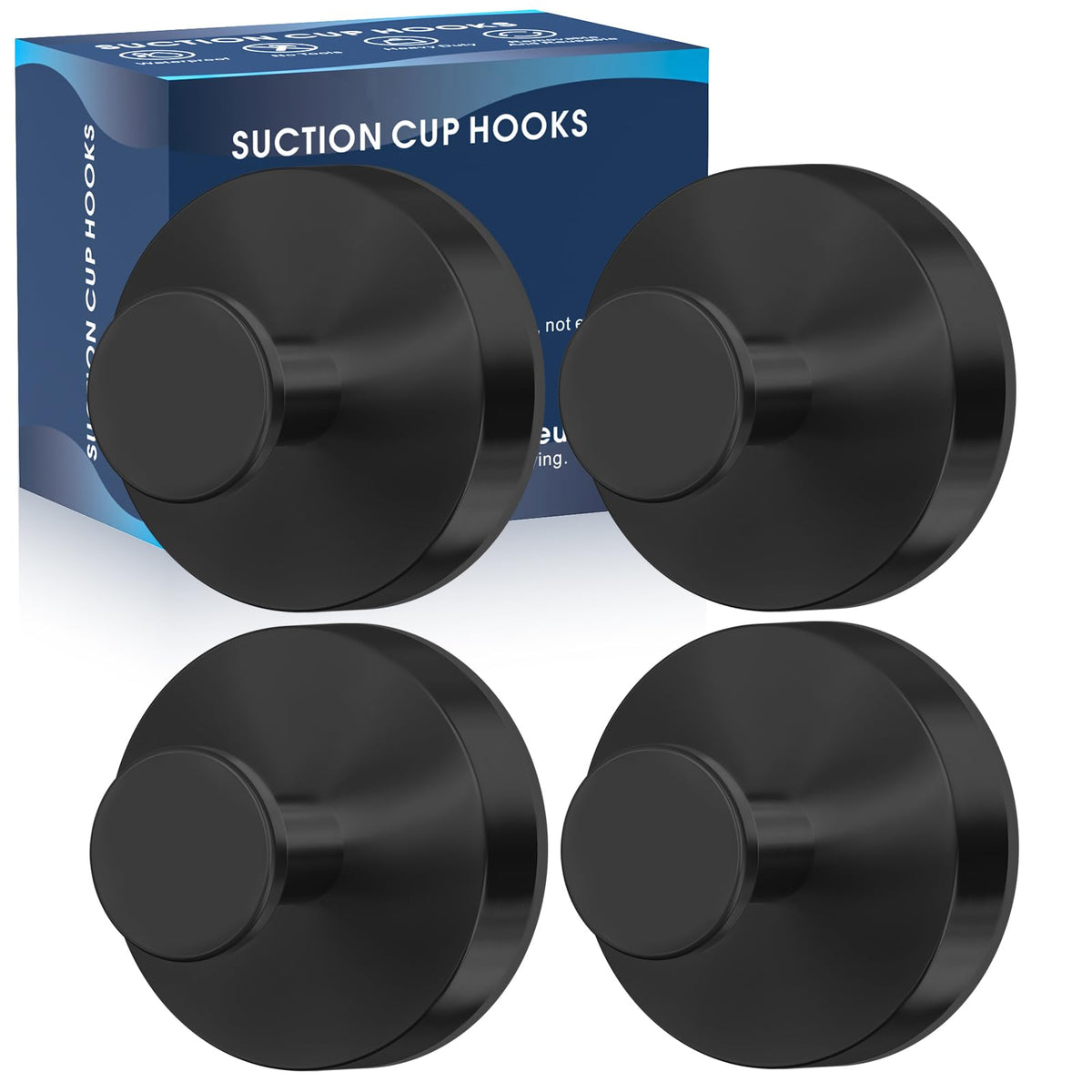 MOTAIPEAK Suction Cup Hooks for Shower, No-Drill, Chrome Polished 2-Pack