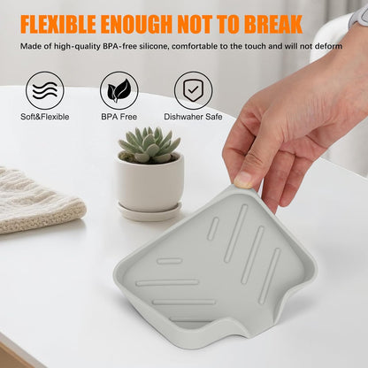 2 Pack Silicone Soap Dish, Self Draining Soap Dish 4.7"×3.9" White