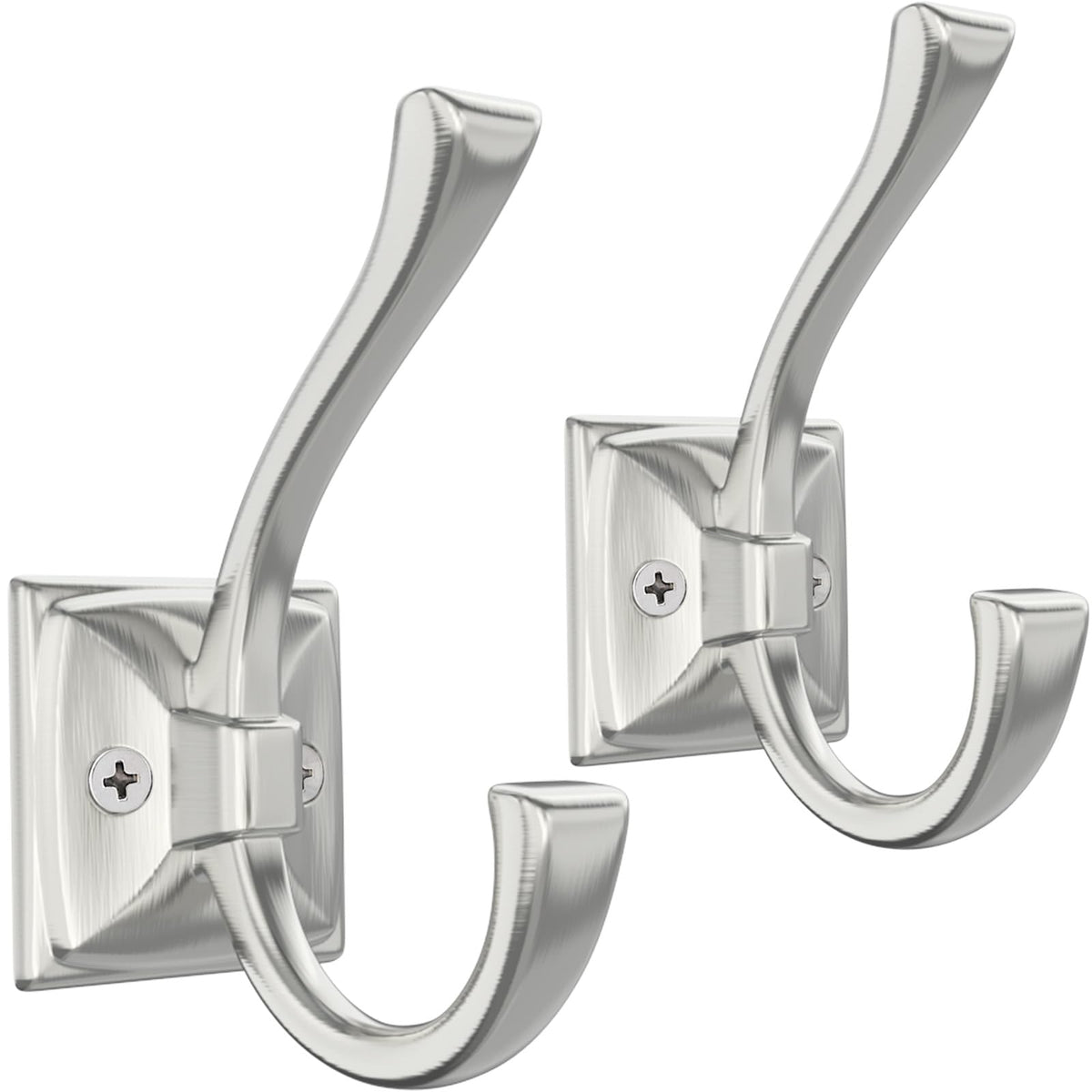TOFIIGREM 2 Pack Brushed Nickel Towel Robe Hooks, Coat Hooks for Wall Hanging Hat, Key, Bag, Mudroom Hook Entrance Bathroom Door Decorative Heavy Duty Hats Hanger