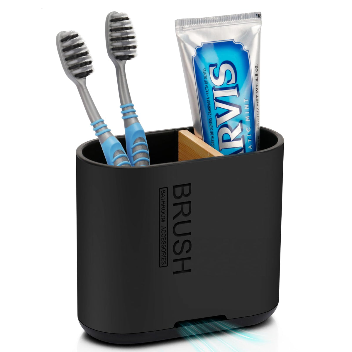 Bamboo Toothbrush Holder for Bathrooms Toothpaste Organizer, Small, White