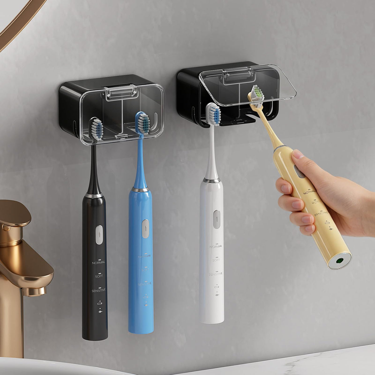 MOPMS Toothbrush Holders for Bathrooms with 2 Slot Independent Compartment