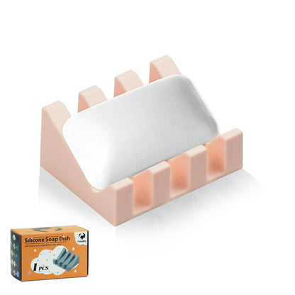 Self Draining Soap Dish Holder,Silicone Soap Dish,for Bathroom,Kitchen, Sponges，Can Extend Soap Life，Keep Soap Bars Dry and Easy Cleaning (White,2-Pack)