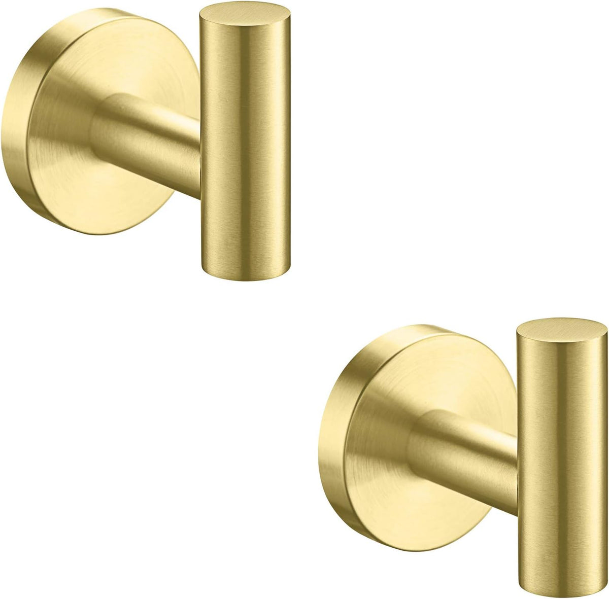 Nolimas Bathroom Towel Hooks SUS 304 Stainless Steel Coat Hook Round Clothes Towel Coat Robe Hook Cabinet Closet Door Sponges Holder for Bath Kitchen Garage Hotel,Wall Mounted,Brushed Gold,2Pack