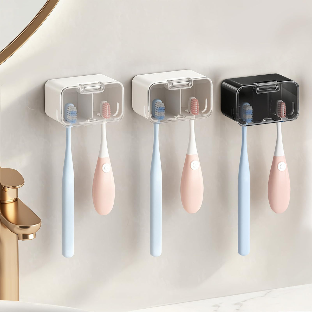 MOPMS Toothbrush Holders for Bathrooms with 2 Slot Independent Compartment