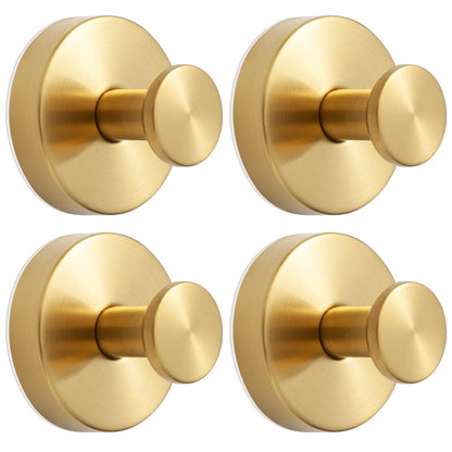 YANGQIHOME Suction Cup Hooks for Shower, No Drill Towel Hooks for Bathrooms, Removable Hooks for Glass, Mirror & Tile, Stainless Steel Shower Hooks for Inside Shower, 2 Pack, Gold