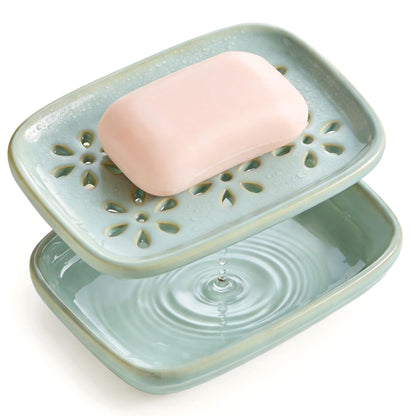Miamolo Soap Dish for Shower with Drainage, Double Layer, Extends Soap Life