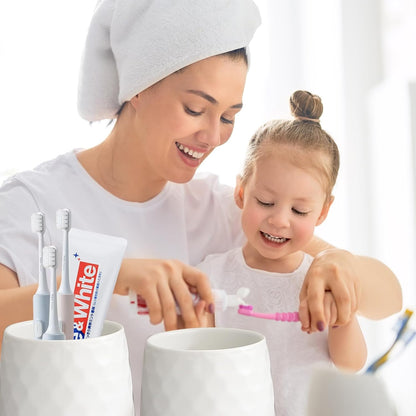 Ceramic Honeycomb Toothbrush Holders for Bathrooms - White Toothbrush Holders, Reusable Toothbrush Cups, Bathroom Tumbler Cups, Mouthwash Cups, Bathroom Counter Organizer