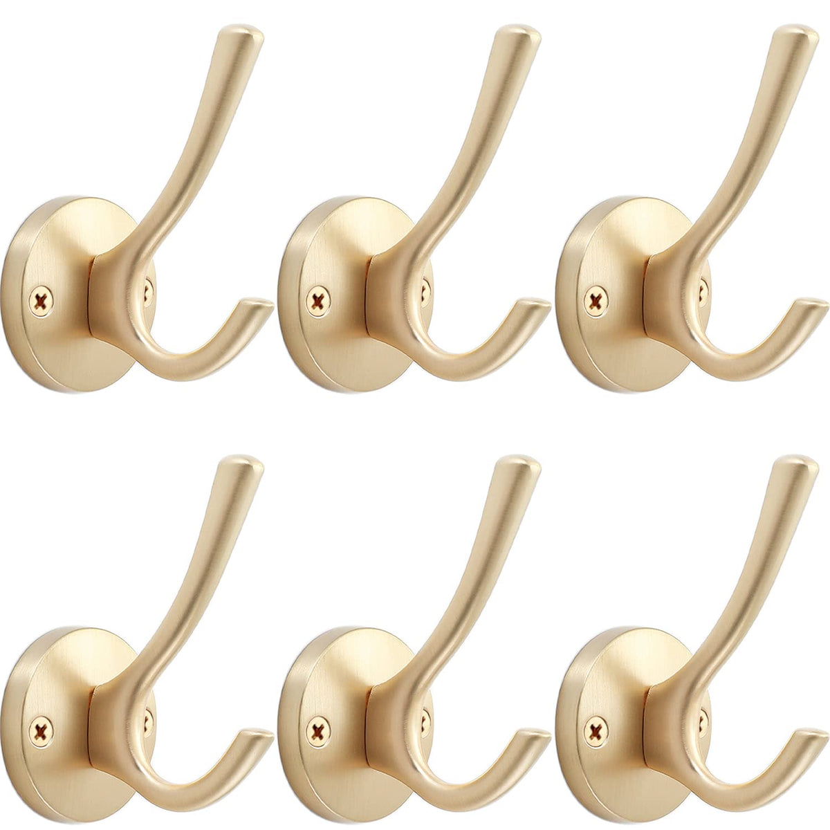 TOFIIGREM Black Towel Hooks, 2 Pack Coat Robe Hook Heavy Duty Metal Double Bathrobe Hook Wall Mounted, Hand Towels Hooks for Cubicle Bathroom Kitchen Closet Garage