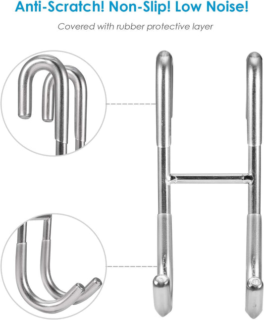 Simtive Shower Door Hooks (2-Pack), Towel Hooks for Bathroom Frameless Glass Door, Shower Squeegee Hooks, Silver