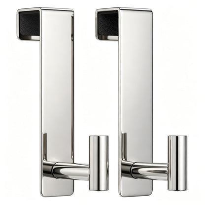 Stainless Steel Over The Door Hooks Heavy Duty, Bathroom Towel Holder Door Mount Coat Rack Towel Rack for Bedroom, Doors Hangers Towel Hooks for Bathroom Dorm Essentials (Black, 2 Pack)