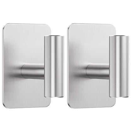 Large Heavy Duty Adhesive Wall Hooks - 26lb Max, Stainless Steel Waterproof Towel Hooks for Hanging Towel, Coat, Robe, Sticky Hooks for Use in Bathroom, Shower, Kitchen, Door(Black, 4 Pack)