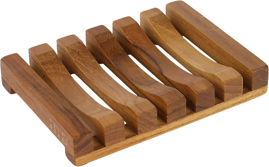 HTB Slotted Bar Soap Holder Teak Wood for Bathroom