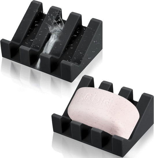 Cunhill 2 Pieces Soap Dish, Silicone, Black