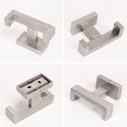 NearMoon Bath Double Towel Hook- SUS304 Stainless Steel Square Robe Towel Holder, Heavy Duty Rustproof Double Coat Hook for Bathroom Livingroom Kitchen Wall Mounted, 2 Pack (Brushed Nickel)
