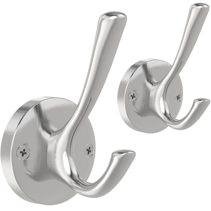 TOFIIGREM Black Towel Hooks, 2 Pack Coat Robe Hook Heavy Duty Metal Double Bathrobe Hook Wall Mounted, Hand Towels Hooks for Cubicle Bathroom Kitchen Closet Garage