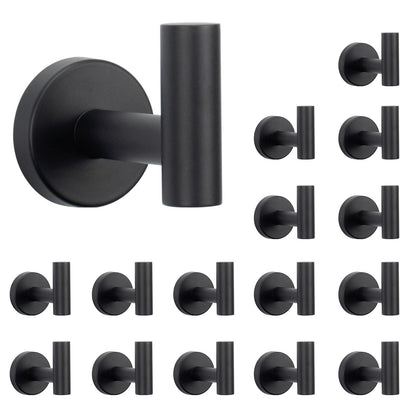 NearMoon Bath Towel Hooks- SUS 304 Stainless Steel Robe Hook Holder, Heavy Duty Coat Hook for Bathroom Livingroom Hotel Kitchen Garage, Wall Mounted (Matte Black, 4 Pack)