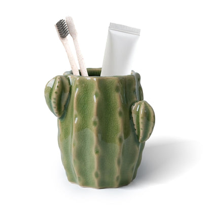 Ceramic Cactus Green Toothbrush Holder,Western Fun Bathroom Decor
