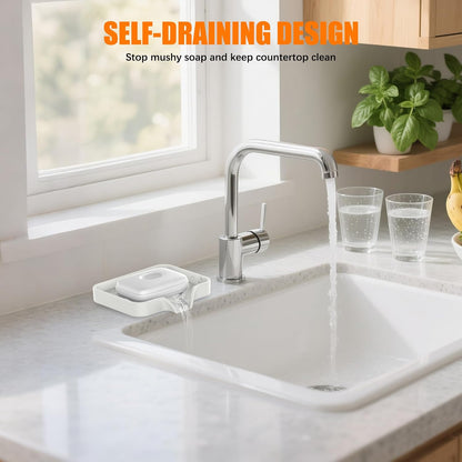 2 Pack Silicone Soap Dish, Self Draining Soap Dish 4.7"×3.9" White