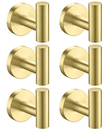 Nolimas Bathroom Towel Hooks SUS 304 Stainless Steel Coat Hook Round Clothes Towel Coat Robe Hook Cabinet Closet Door Sponges Holder for Bath Kitchen Garage Hotel,Wall Mounted,Brushed Gold,2Pack