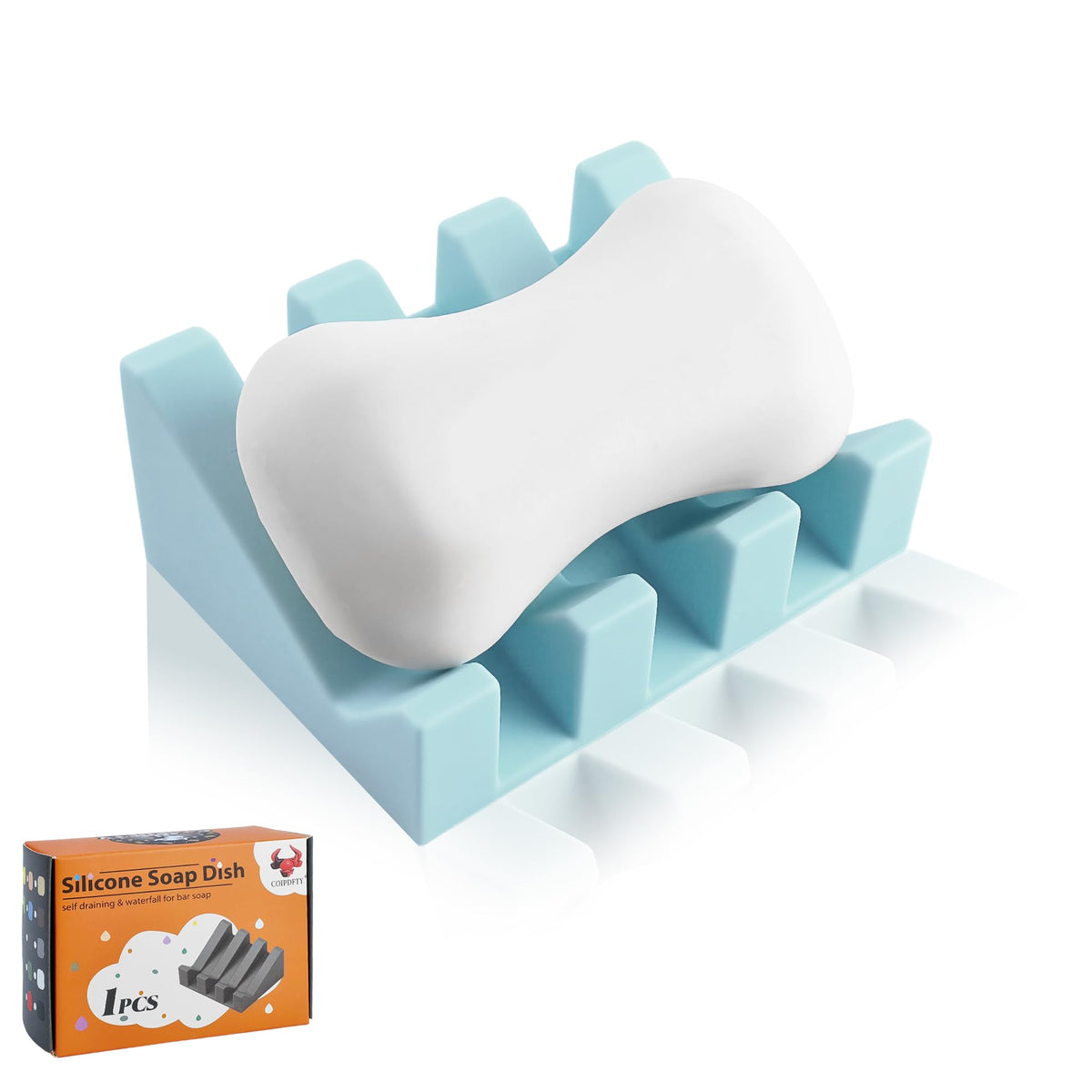 Self Draining Soap Dish Holder,Silicone Soap Dish,for Bathroom,Kitchen, Sponges，Can Extend Soap Life，Keep Soap Bars Dry and Easy Cleaning (White,2-Pack)