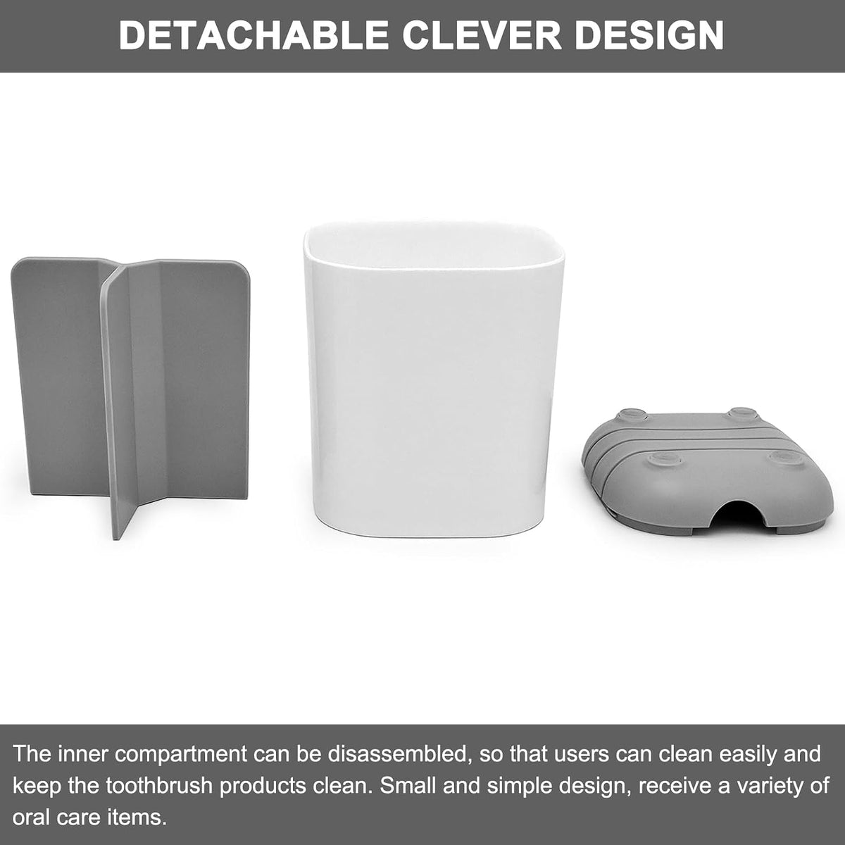 Toothbrush Holder for Bathroom,Plastic Detachable for Easy Cleaning Multi-Functional Storage,3 Slots Anti-Slip Electric Toothbrush and Toothpaste Organizer Caddy for Bathroom Vanity,Countertop (Grey)