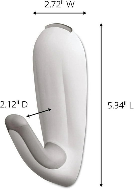 Command Large White Bath Hooks, 1 Hook, 2 Strips