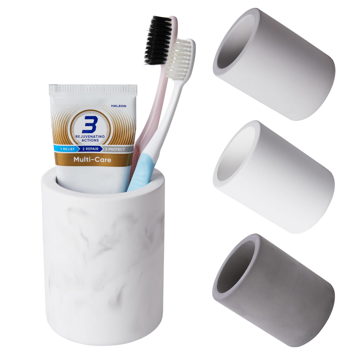 Drying Stone Toothbrush Holder, Diatomite Toothbrush Holders for Bathroom Counter, Quick Drying Electric Toothbrush and Toothpaste Holder Bathroom Organizer, White