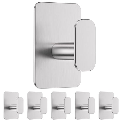Large Heavy Duty Adhesive Wall Hooks - 26lb Max, Stainless Steel Waterproof Towel Hooks for Hanging Towel, Coat, Robe, Sticky Hooks for Use in Bathroom, Shower, Kitchen, Door(Black, 4 Pack)