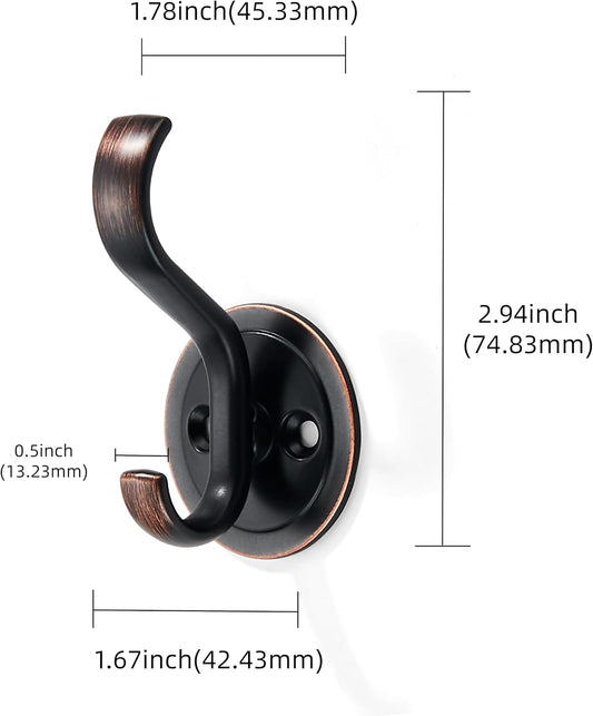 khtumeware 3 Pack 3inch Zinc Alloy Oil Rubbed Bronze Venetian Towel Hooks