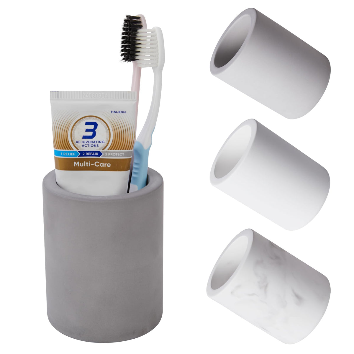 Drying Stone Toothbrush Holder, Diatomite Toothbrush Holders for Bathroom Counter, Quick Drying Electric Toothbrush and Toothpaste Holder Bathroom Organizer, White
