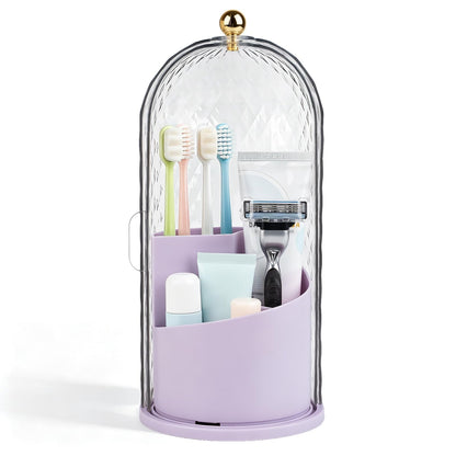 Toothbrush Holder with Cover for Bathroom Countertop, Organizer, Black