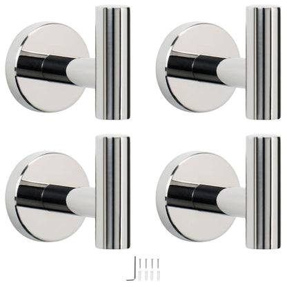 NearMoon Bath Towel Hooks- SUS 304 Stainless Steel Robe Hook Holder, Heavy Duty Coat Hook for Bathroom Livingroom Hotel Kitchen Garage, Wall Mounted (Matte Black, 4 Pack)