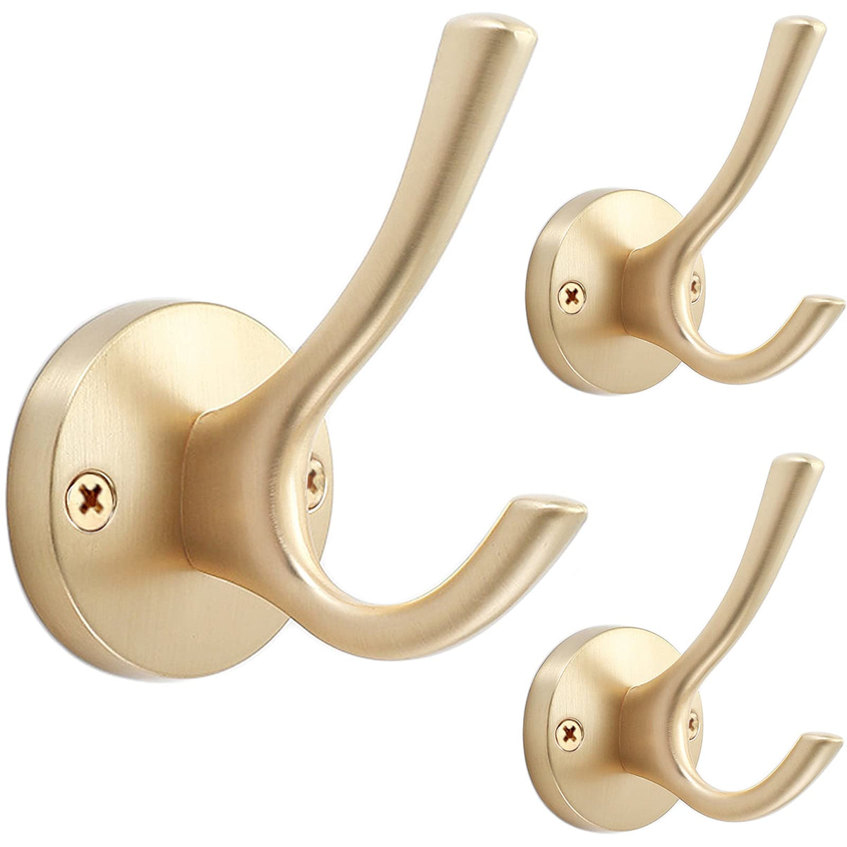 TOFIIGREM Black Towel Hooks, 2 Pack Coat Robe Hook Heavy Duty Metal Double Bathrobe Hook Wall Mounted, Hand Towels Hooks for Cubicle Bathroom Kitchen Closet Garage