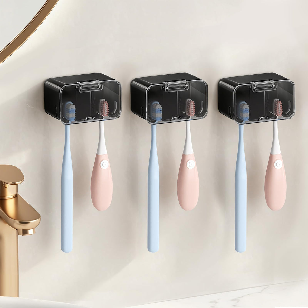 MOPMS Toothbrush Holders for Bathrooms with 2 Slot Independent Compartment