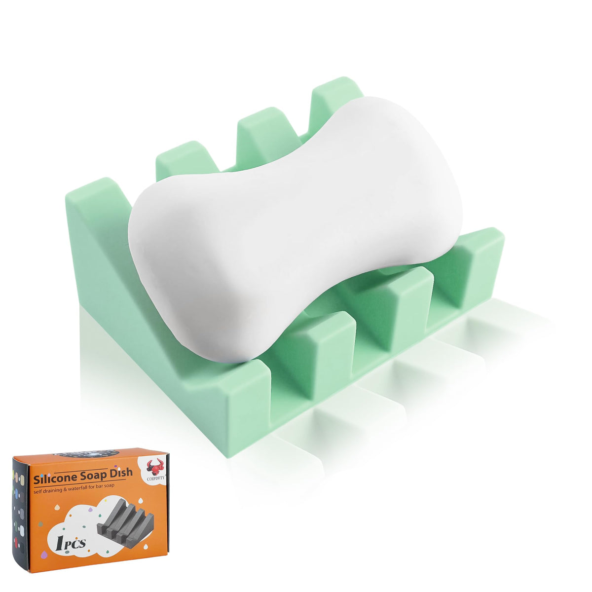 Self Draining Soap Dish Holder,Silicone Soap Dish,for Bathroom,Kitchen, Sponges，Can Extend Soap Life，Keep Soap Bars Dry and Easy Cleaning (White,2-Pack)